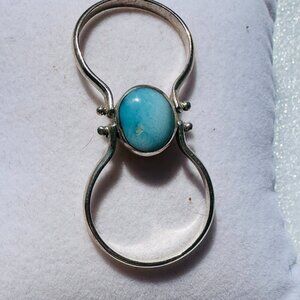 Larimar and Amber 925 FLIP Ring Size 8